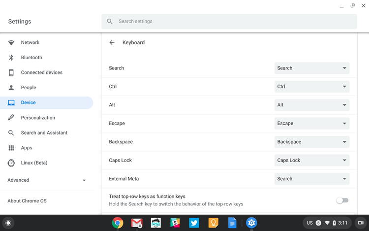 Dica rápida: você pode reassociar as teclas Alt, Control e Windows no Chrome OS e no macOS